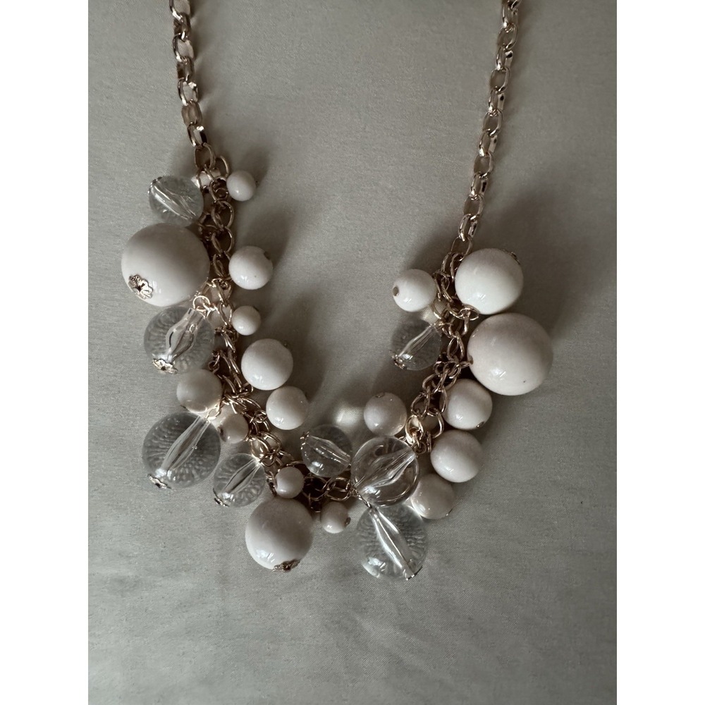 Studio S Women's Beaded Necklace 6 White Gold Tone Costume Jewelry